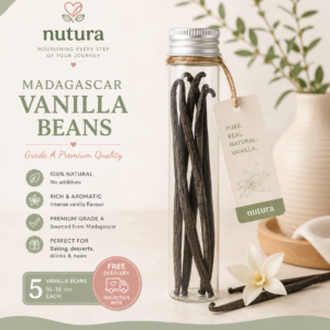 Madagascar Vanilla Beans – Grade A Gourmet Vanilla Pods (Pack of 5)