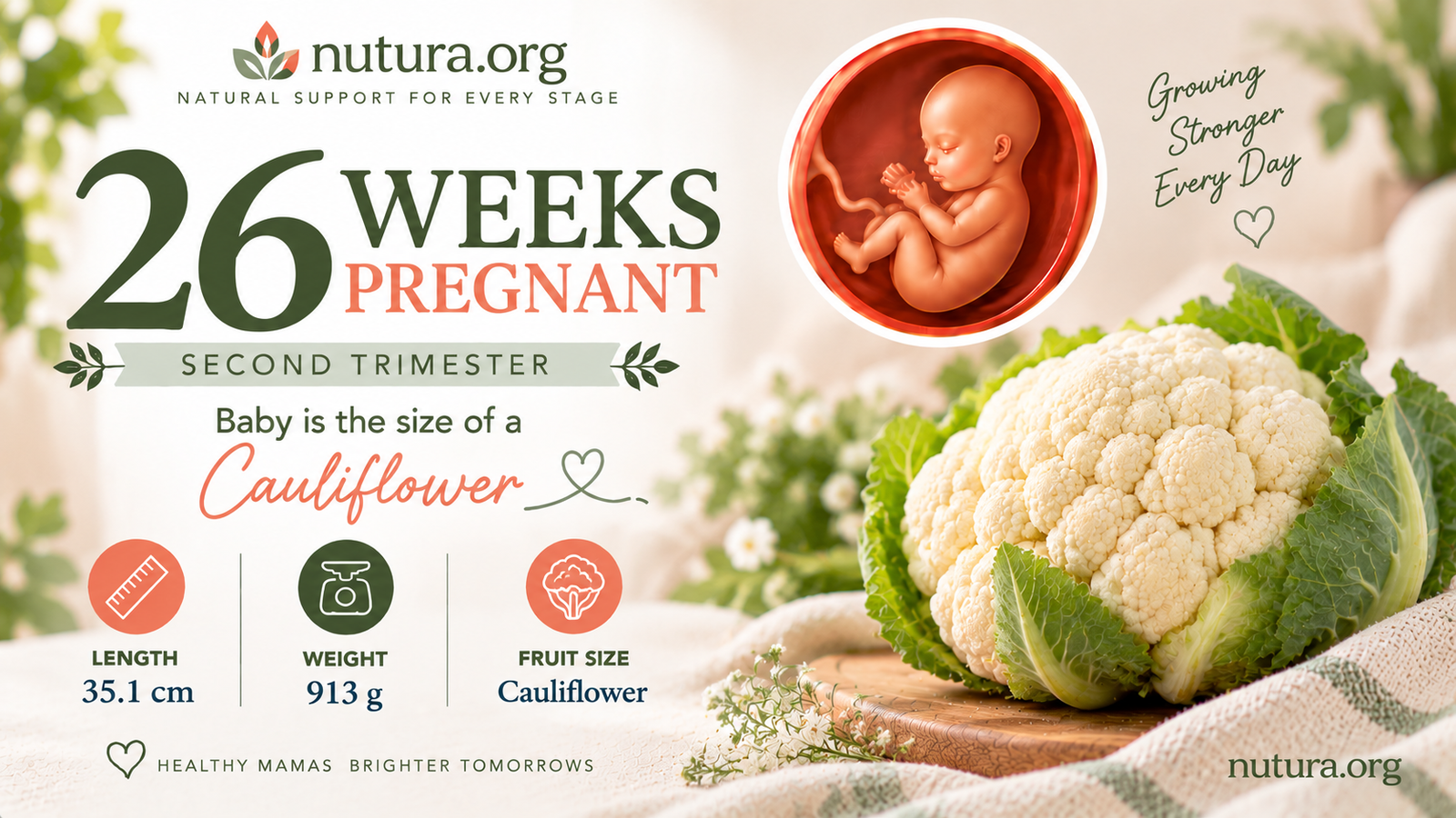 26 Weeks Pregnant: Baby Is the Size of a Cauliflower